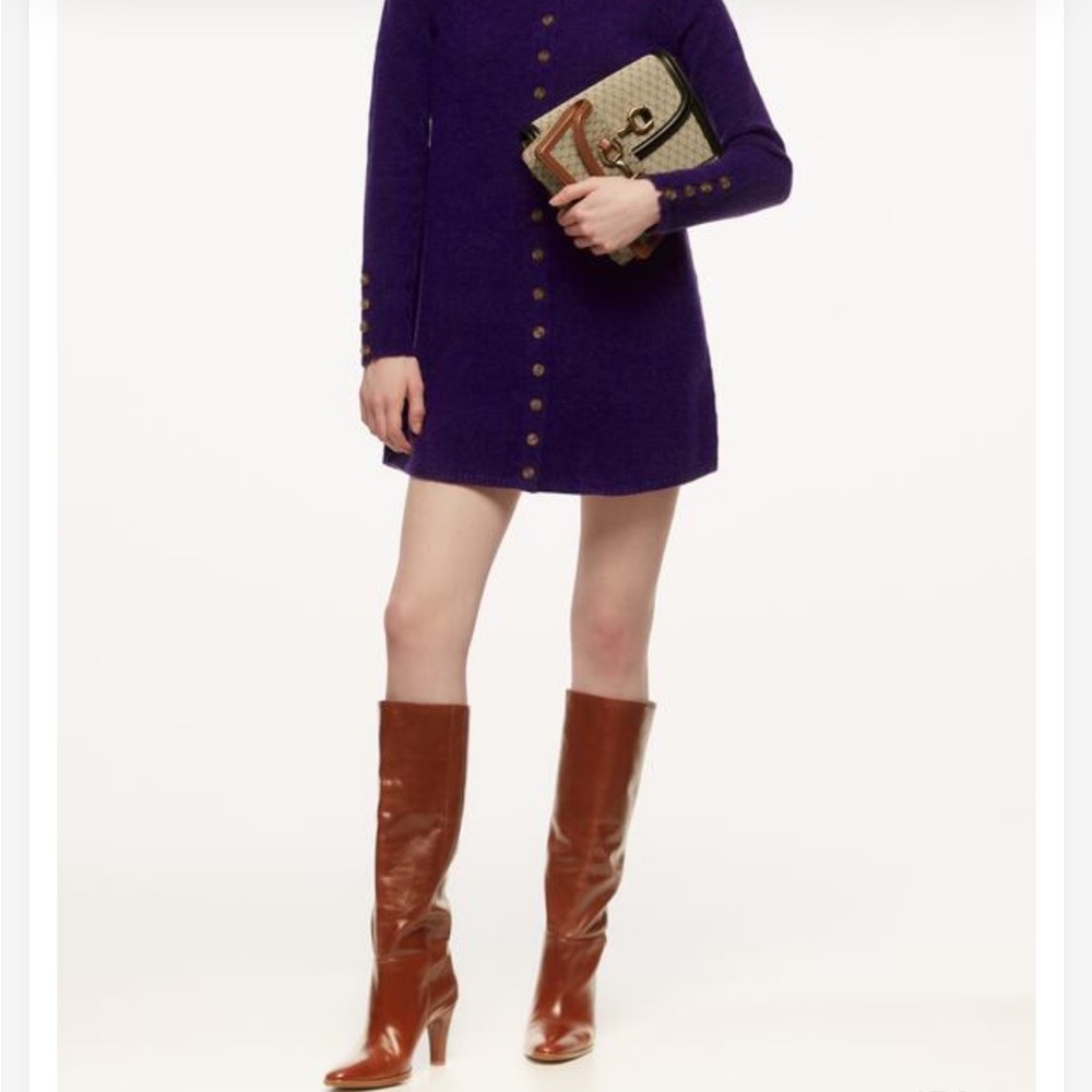 Zara Tall Heeled Leather Boots in Cognac Brown - Picture 4 of 13